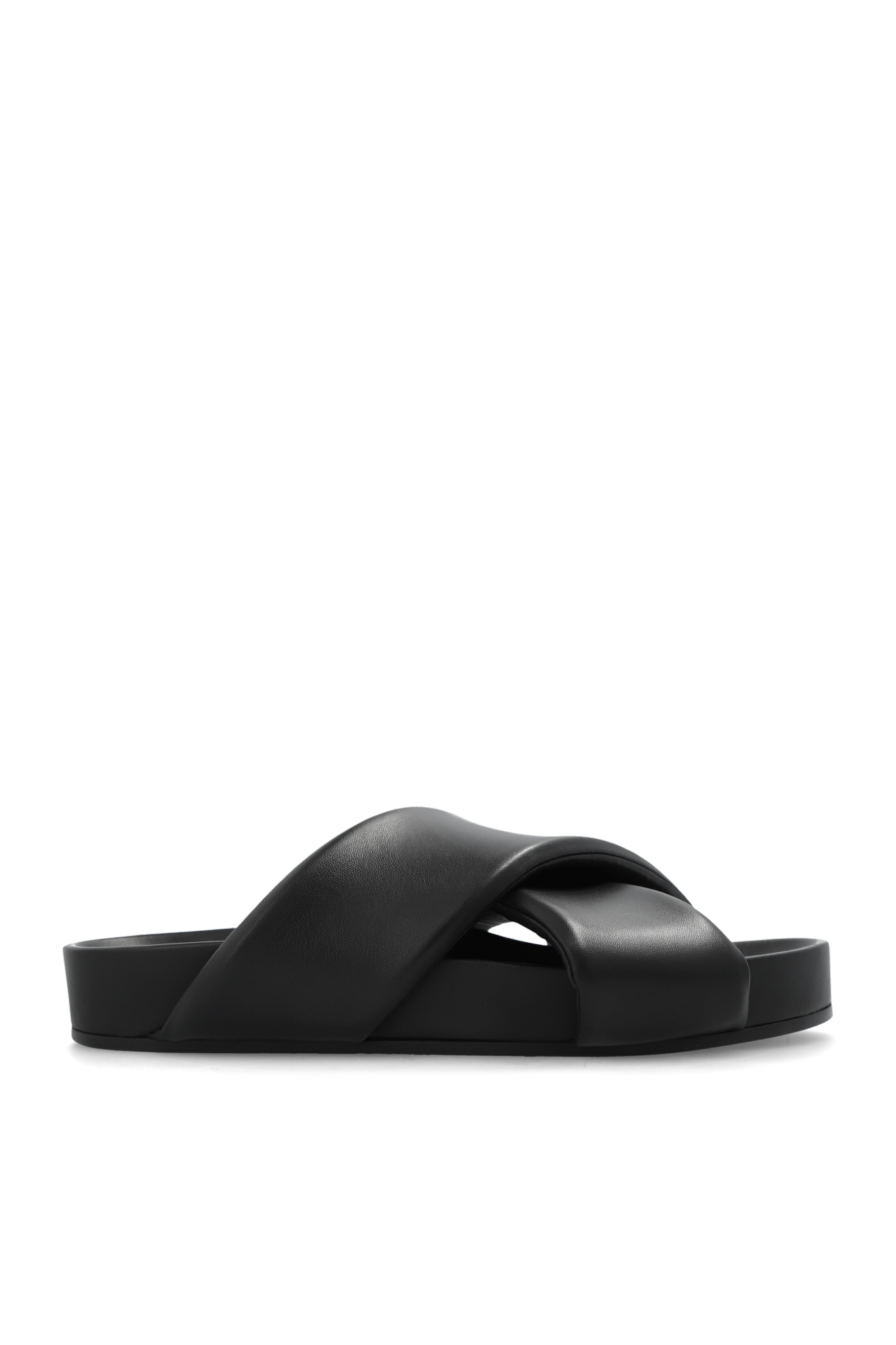 ★正規品★Jil Sander★ Leather Slide Black JP38001A15511001 Jil Sander Black Cross-Strap Slides Jil Sander
